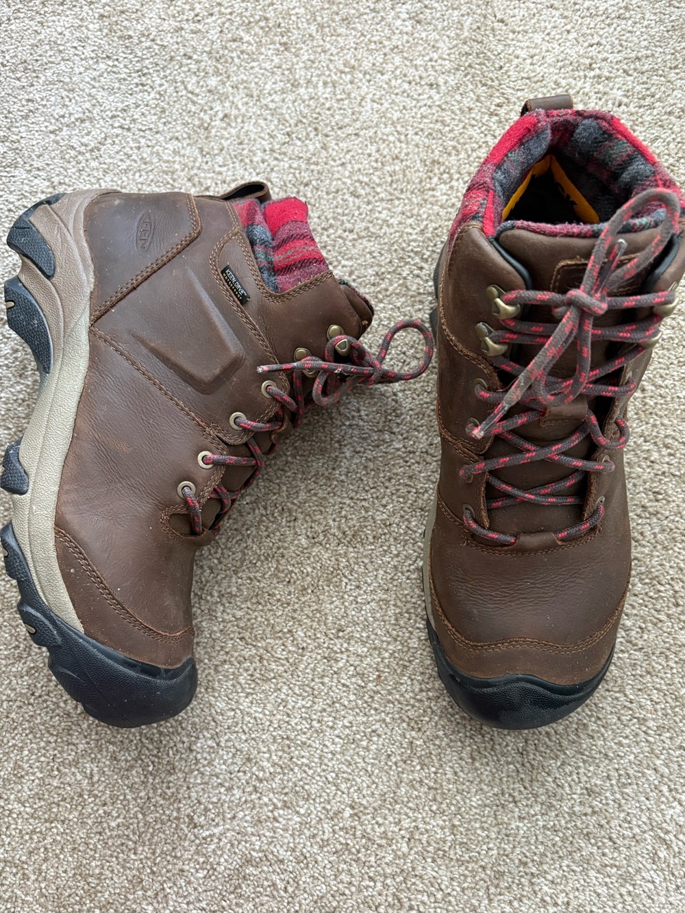 Keen Dry Waterproof Leather Hiking Ankle Boots Plaid Collar Lace Up Utility 11